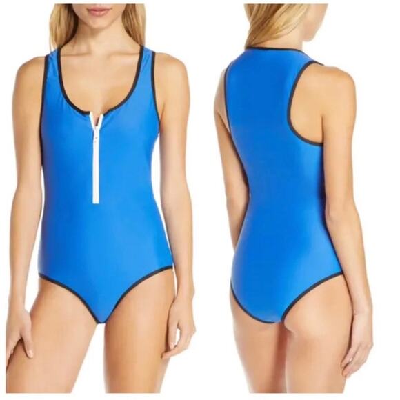 NWT Rag & Bone Zip One Piece Swimsuit Cobalt Blue W294T14JK Medium - Picture 1 of 12